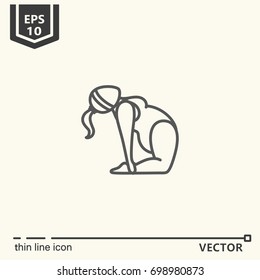 Thin line icon series- Yoga for plump. EPS 10 Isolated object