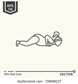 Thin line icon series- Yoga for plump, ashtanga namaskar. EPS 10 Isolated object