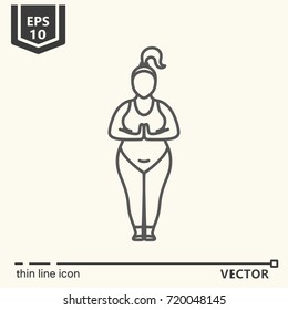 Thin line icon series- Yoga for plump, tadasana. EPS 10 Isolated object
