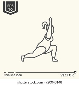 Thin line icon series- Yoga for plump, virabhadrasana. EPS 10 Isolated object