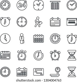 Thin Line Icon Set - 24 around vector, alarm clock, flight table, calendar, heavy scales, manager, schedule, sand
