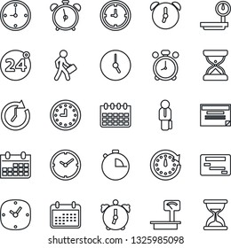 Thin Line Icon Set - 24 around vector, alarm clock, calendar, heavy scales, stopwatch, manager, schedule, sand