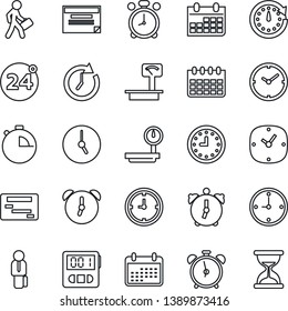 Thin Line Icon Set - 24 around vector, alarm clock, calendar, heavy scales, stopwatch, manager, schedule, sand