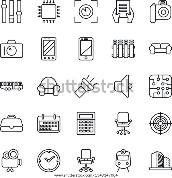 Thin Line Icon Set Airport Bus Stock Vector Royalty Free