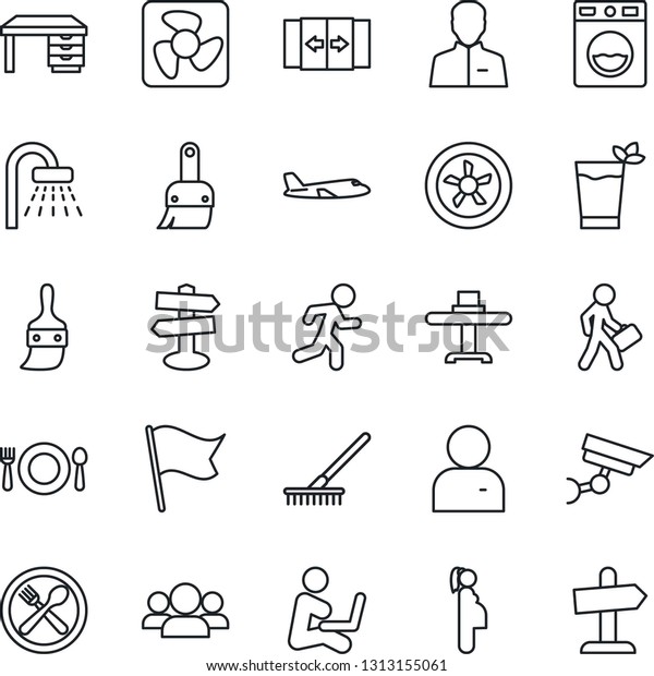 Thin Line Icon Set Automatic Door Stock Vector Royalty Free