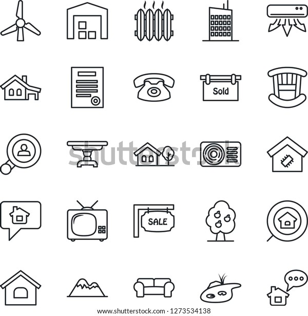 Thin Line Icon Set Contract Vector Stock Vector Royalty Free