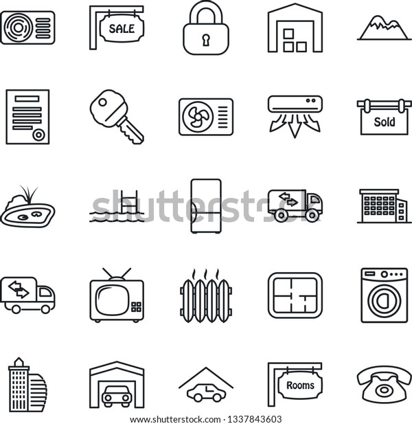 Thin Line Icon Set Contract Vector Stock Vector Royalty Free