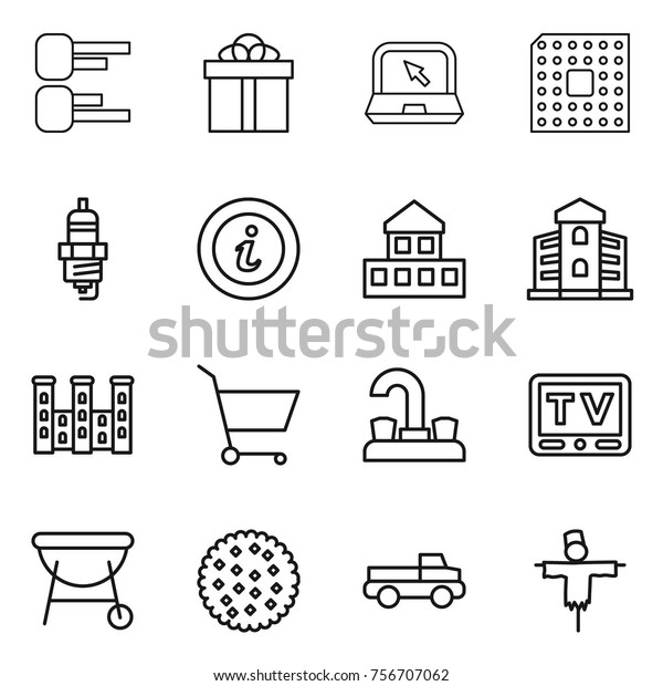 Thin Line Icon Set Diagram Gift Stock Vector Royalty Free 756707062