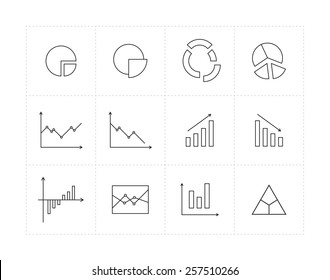 Thin line icon set with different diagrams