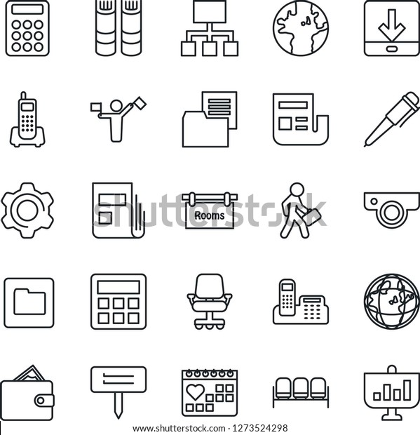 Thin Line Icon Set Dispatcher Vector Signs Symbols Stock Image