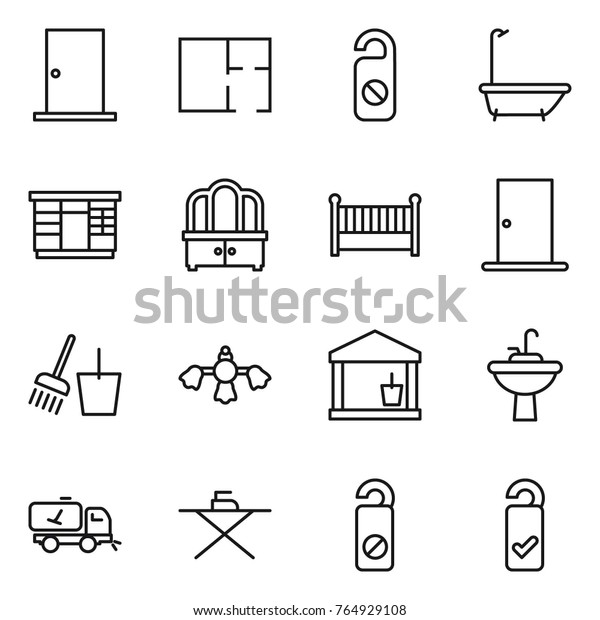 Thin Line Icon Set Door Plan Signs Symbols Stock Image