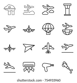 thin line icon set : factory filter, weather management, journey, airport tower, plane, parachute delivery, shipping, deltaplane, airplane, departure, arrival, air conditioning, hair dryer, blower thin line icon set : factory filter, weather management, journey, airport tower, plane, parachute delivery, shipping, deltaplane, airplane, departure, arrival, air conditioning, hair dryer, blower