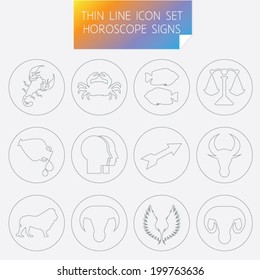 thin line icon set of horoscope zodiac signs