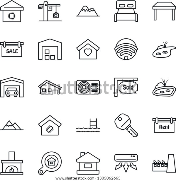 Thin Line Icon Set House Vector Signs Symbols Stock Image