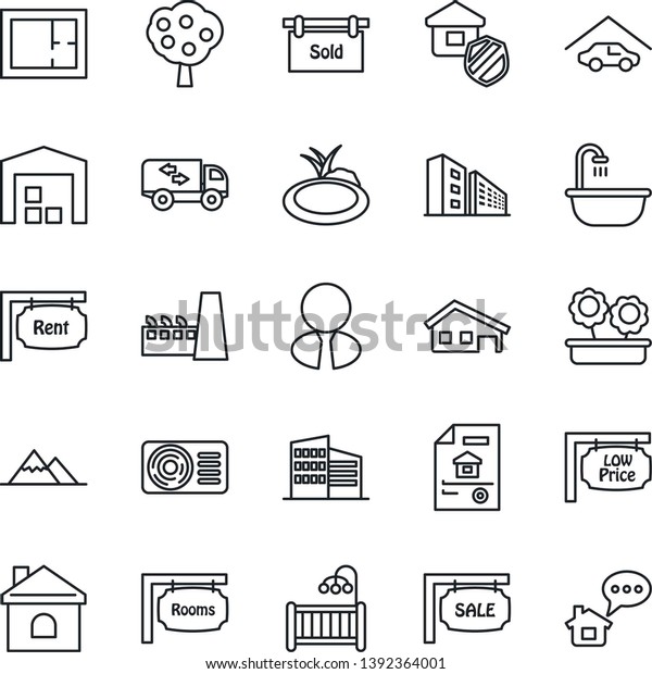 Thin Line Icon Set House Vector Stock Vector Royalty Free 1392364001