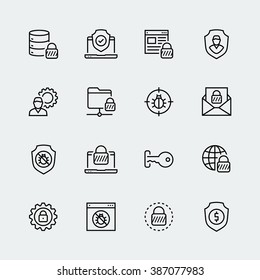Thin Line Icon Set. Icons For Web, Data, Personal And Other Protection And Security