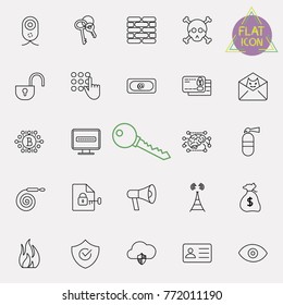 Thin line icon set. Icons for web, data, personal and other protection and security