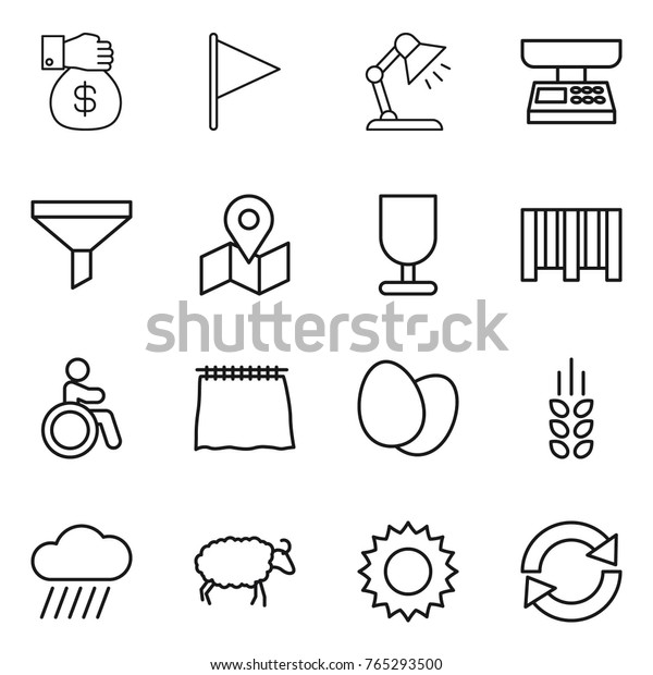 Thin Line Icon Set Money Gift Stock Vector Royalty Free