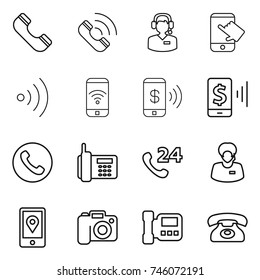 thin line icon set : phone, call, center, touch, wireless, pay, mobile, 24, support manager, location, camera, intercome thin line icon set : phone, call, center, touch, wireless, pay, mobile, 24, support manager, location, camera, intercome