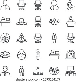 Thin Line Icon Set - reception vector, manager, office chair, place, client, user, company, hierarchy, estate agent, group
