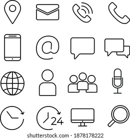 Thin line icon set related to social media and comunications.