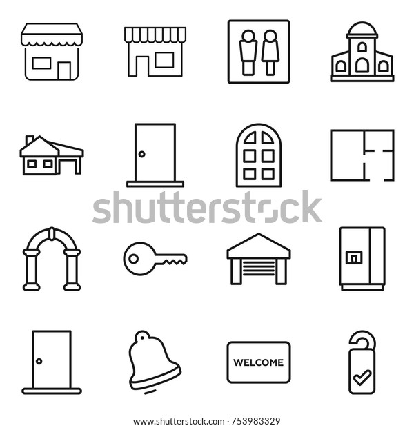 Thin Line Icon Set Shop Wc Stock Vector Royalty Free 753983329