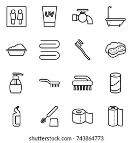 Cleaning Wash Line Icons Washing Machine Stock Vector (Royalty Free ...