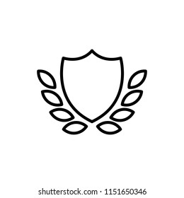 Thin line icon of shield, emblem, protection. Editable vector stroke 64x64 Pixel.