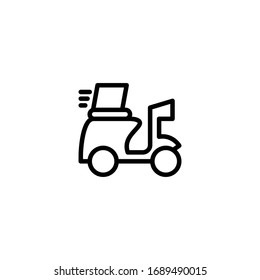 Thin line icon Shipping fast delivery motorcycle icon symbol, Pictogram flat outline design for apps , Isolated on white background, Vector illustration, editable stroke, 48x48 pixel perfect