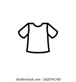 Thin line Icon of Shirt, Clothes, dress in outline, lineart style on white background