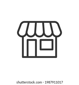 Icono de línea delgada de tienda. Signo de contorno vectorial para interfaz de usuario, web y aplicación. Diseño conceptual del icono de tienda. Aislado sobre un fondo blanco.