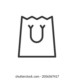 Icono de línea delgada de la bolsa de compra. Signo de contorno vectorial para interfaz de usuario, web y aplicación. Diseño conceptual del icono de la bolsa de compra. Aislado sobre un fondo blanco.