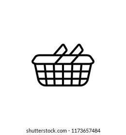 Thin line icon of Shopping Basket. Editable vector stroke 64x64 Pixel. 