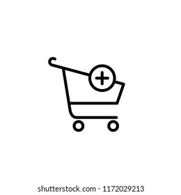 Thin line icon of shopping cart. Editable vector stroke 64x64 Pixel. 