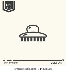 Thin line icon - shower brush. EPS 10 Isolated object
