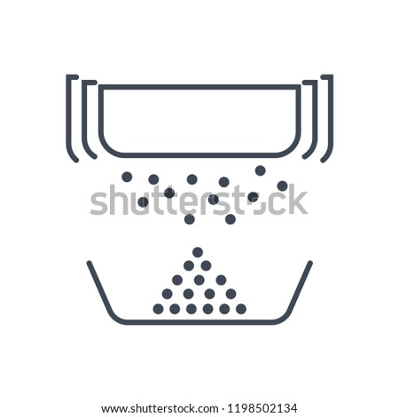 thin line icon sieve, kitchen utensils for sifting, industrial