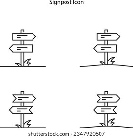 Thin line icon of signpost, information, direction, arrow. Editable vector stroke. line icon signpost.