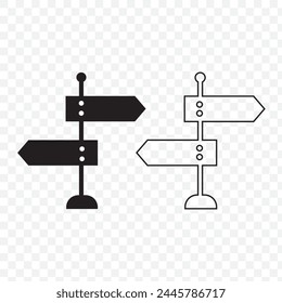 Icono de línea delgada de señal, información, dirección, flecha.