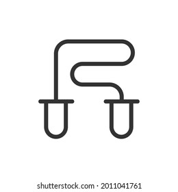 Thin line icon of skipping rope. Vector outline sign for UI, web and app. Concept design of skipping rope icon. Isolated on a white background.