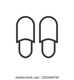 Thin line icon of slippers. Vector outline sign for UI, web and app. Concept design of slippers icon. Isolated on a white background.