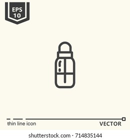 Thin line icon - small bottle. EPS 10 Isolated object