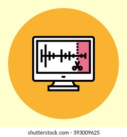 Thin Line Icon. Sound Editor. Simple Trendy Modern Style Round Color Vector Illustration. 