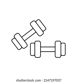 Thin line icon of sports dumbbells on a white background - Vector illustration