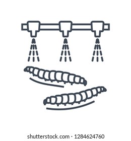 thin line icon spraying pesticide, caterpillars