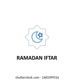 Thin Line Icon Stars and moon islamic design with continuous single line art drawing.suitable for ramadan on white background