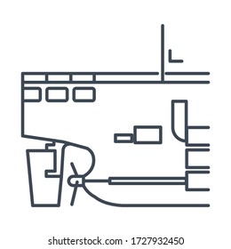 Dünne Linie Icon-Heck eines Schiffes