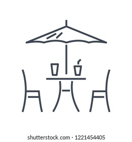 thin line icon street cafe, fast food