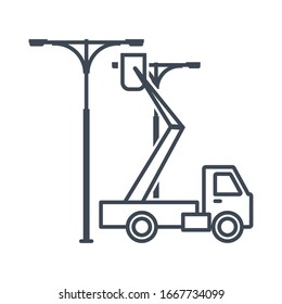 Thin Line Icon Street Lighting Installation, Service And Maintenance