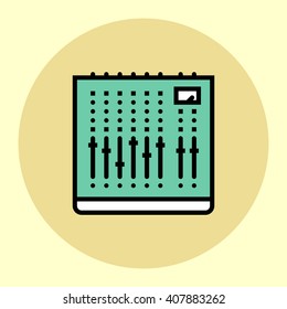 Thin Line Icon. Studio Mixer. Simple Trendy Modern Style Round Color Vector Illustration.