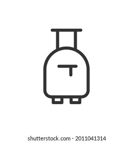 Thin line icon of suitcase. Vector outline sign for UI, web and app. Concept design of suitcase icon. Isolated on a white background.